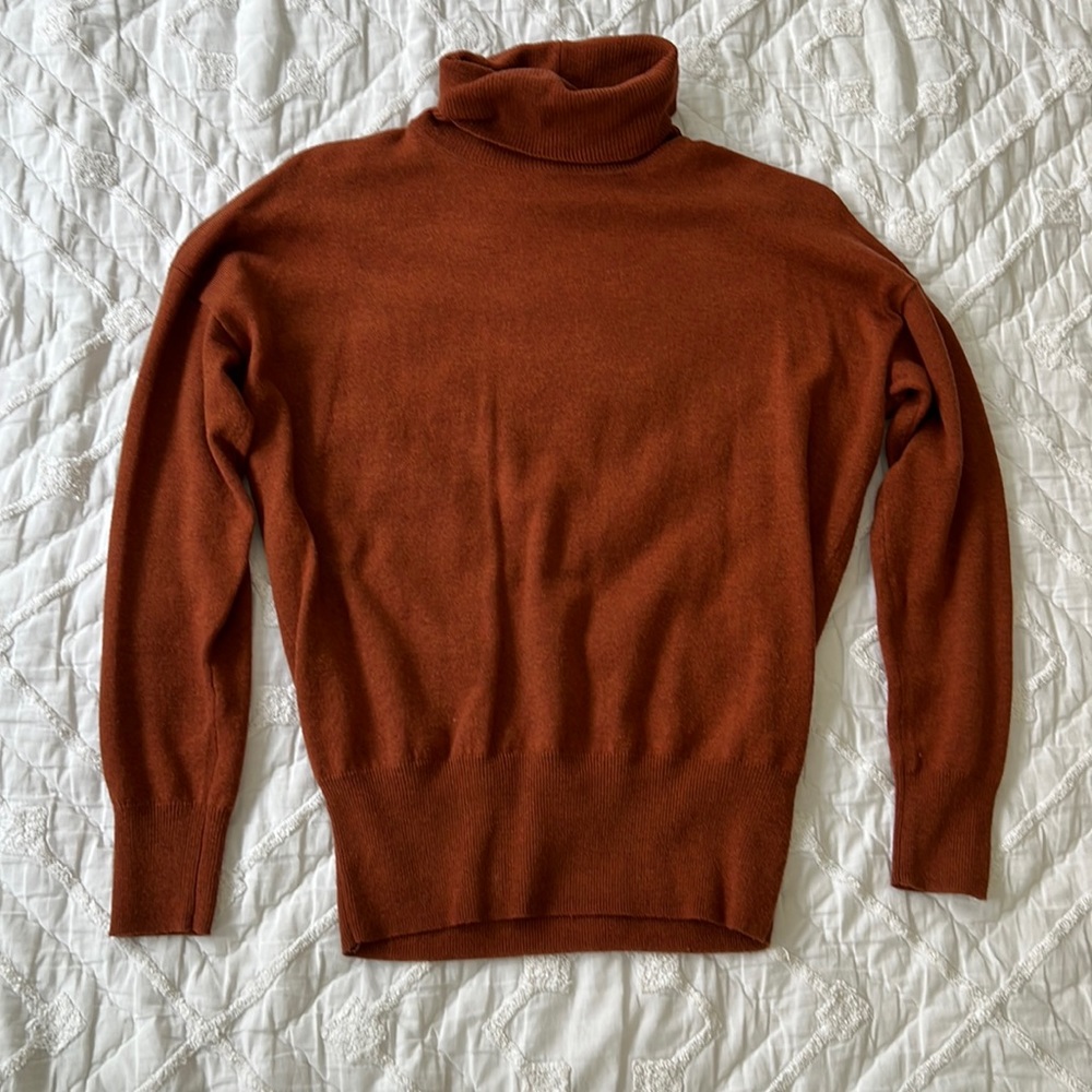 Brookhaven turtleneck sweater, madewell. Xxs, heather auburn.
